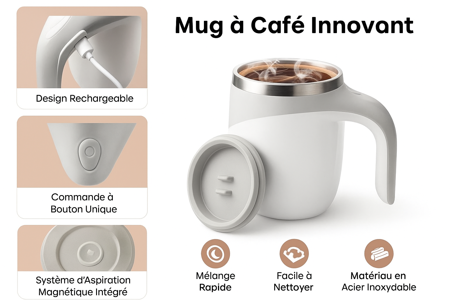 Tasse-Mug auto-mélangeante électrique